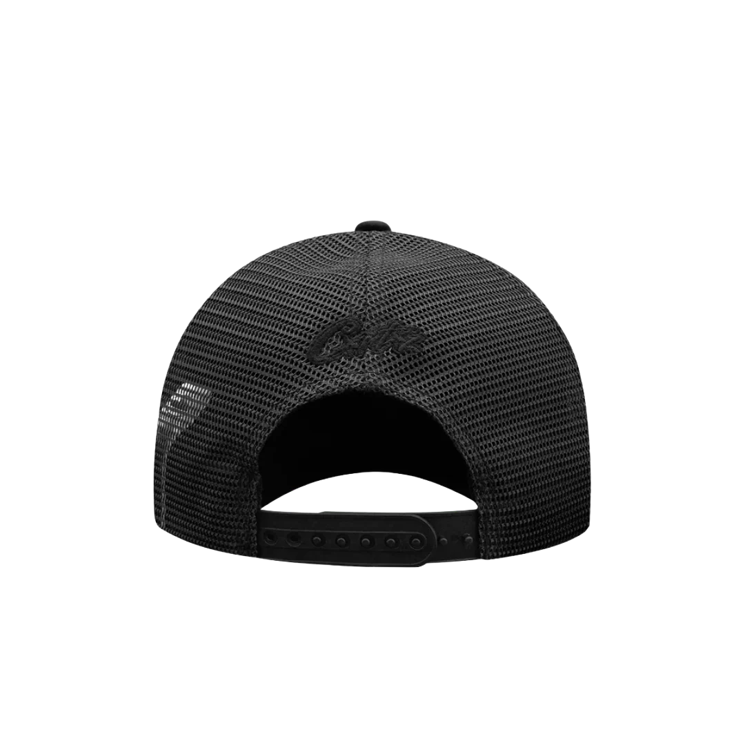 Corteiz Alcatraz Puff Print Trucker Hat Black