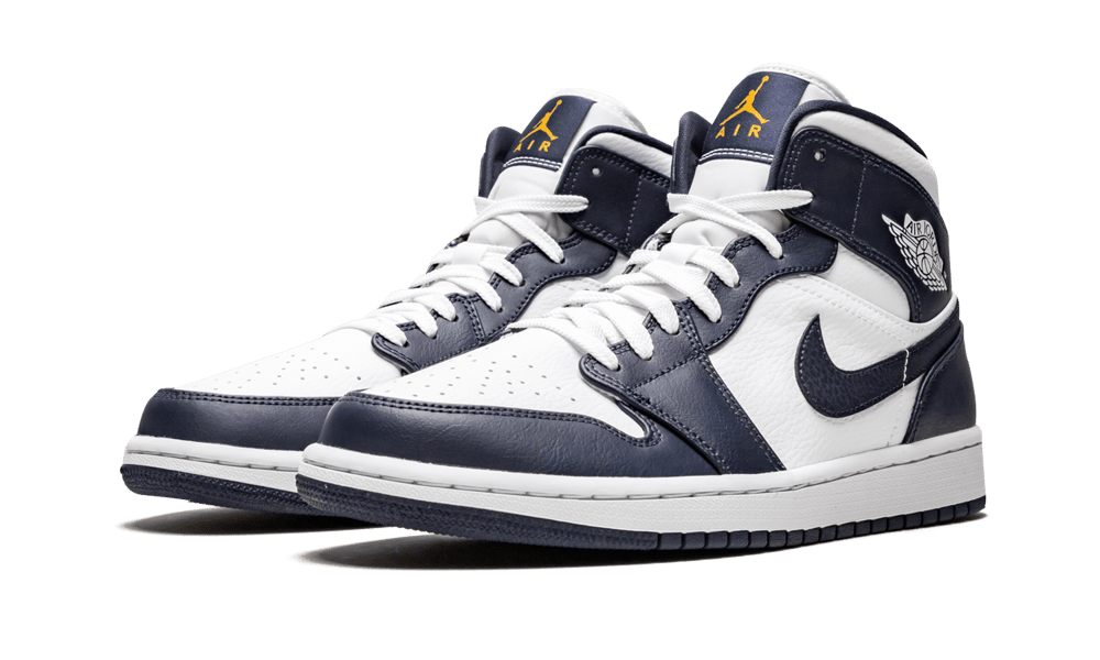 Jordan 1 Mid White Metallic Gold Obsidian