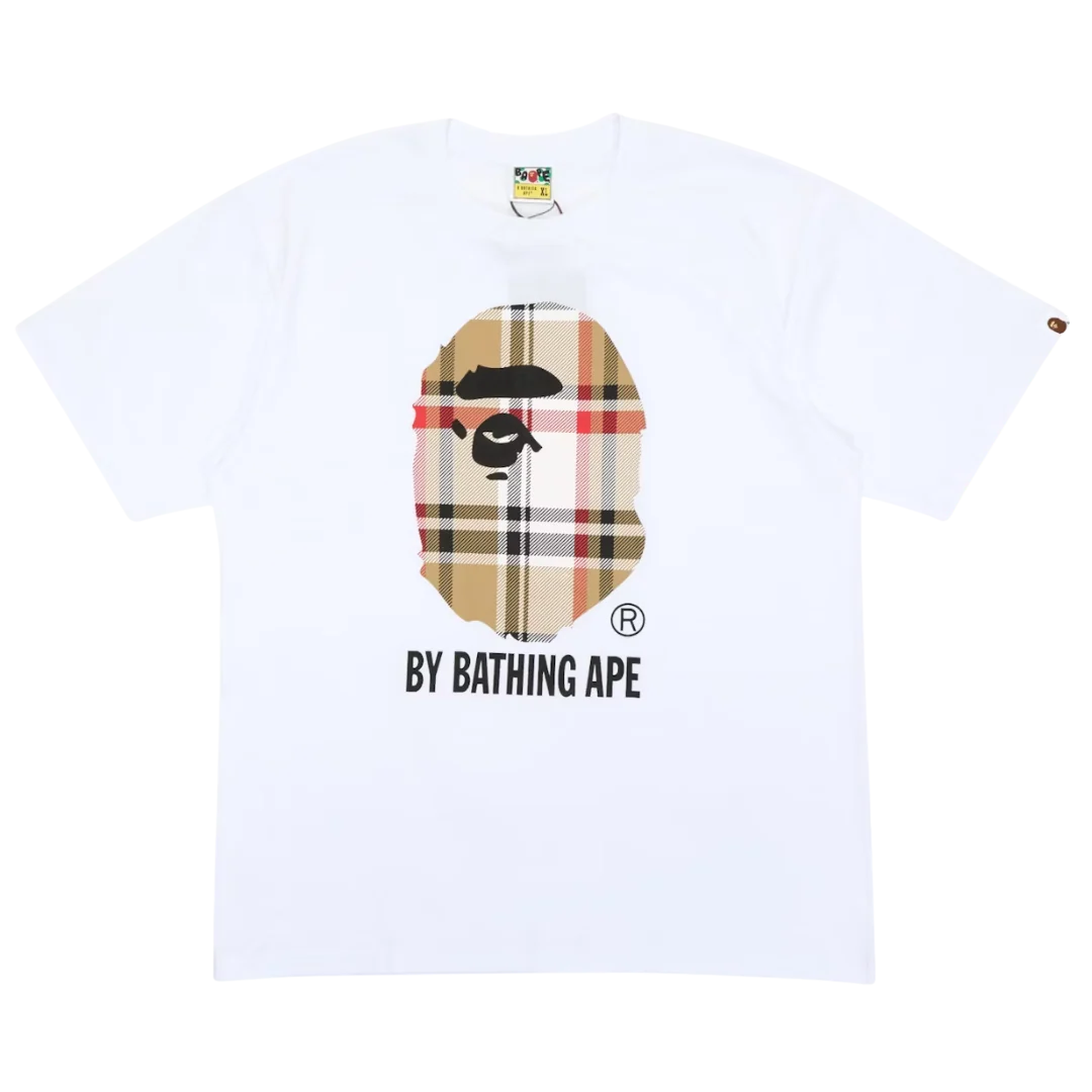 Bape A Bathing Ape Check by Bathing Tee White/Beige