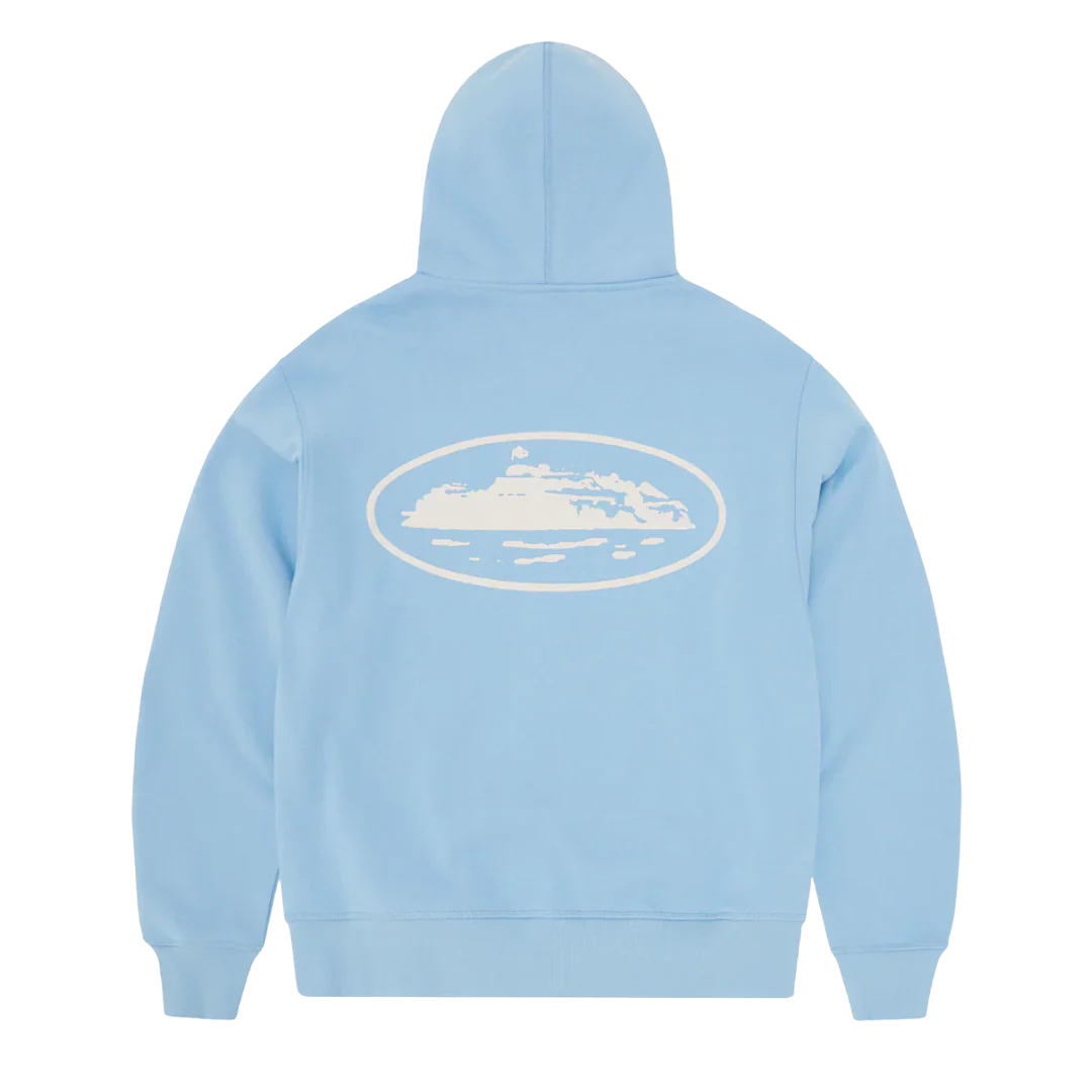 Corteiz Island Puff Print Zip Hoodie Baby Blue