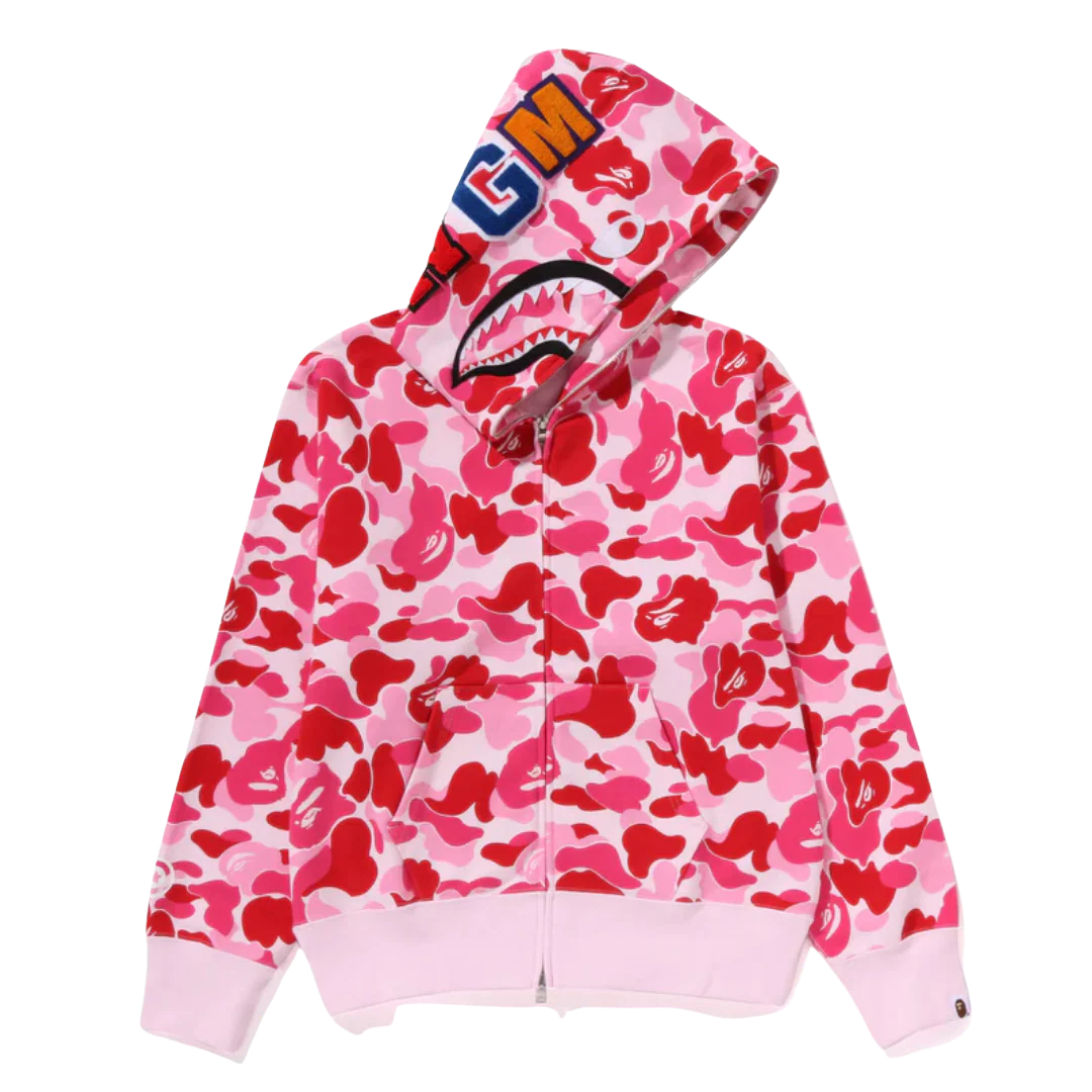 Bape Abc Camo Shark Full Zip Hoodie Ss23 Pink