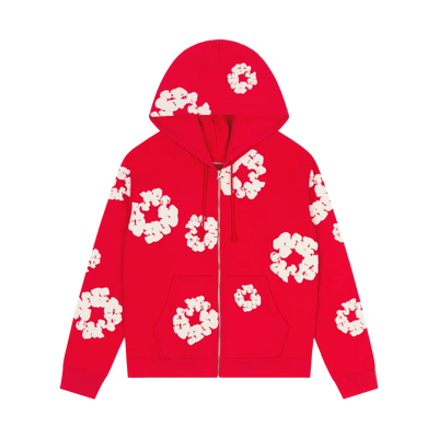 Denim Tears Cotton Wreath Zip Hoodie Red