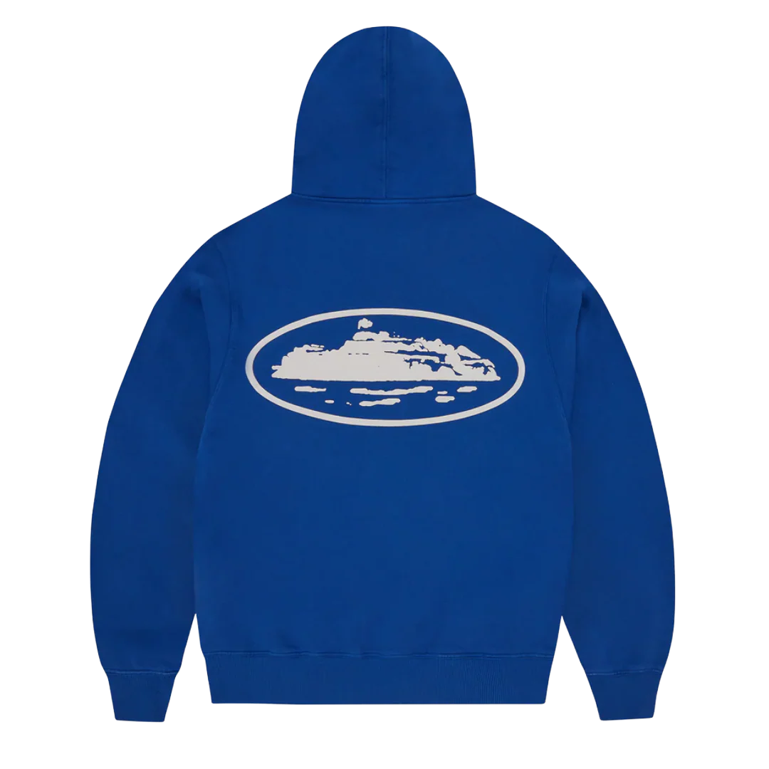 Corteiz Island Puff Print Zip Hoodie Heather Washed Royale