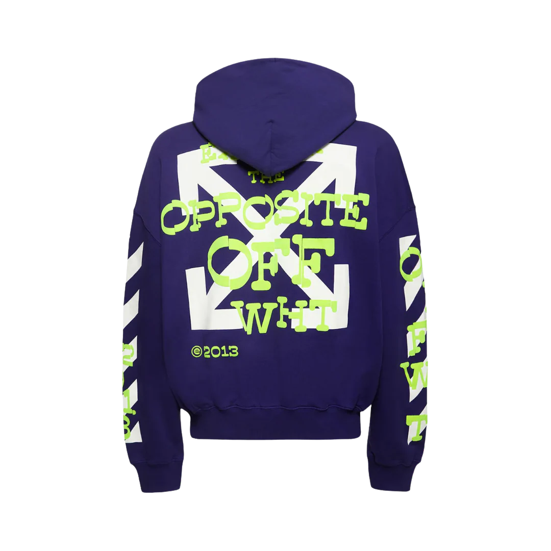 Off White - Opposite Arrows Boxy Hoodie Purple/Lime