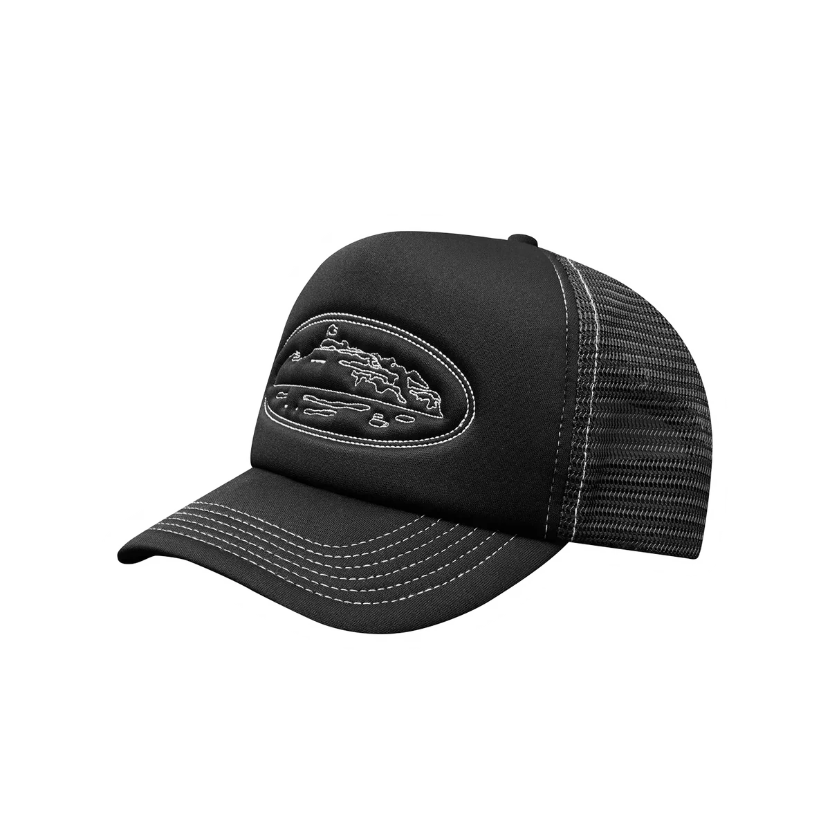 Corteiz Og Island Outline Trucker Hat Black
