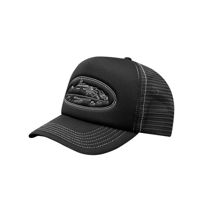 Corteiz Og Island Outline Trucker Hat Black