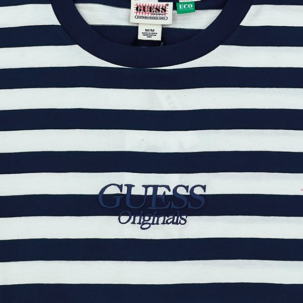 GUESS ORIGINALS Go Originals Vertical Stp Tee -  Uniform Blue Multi