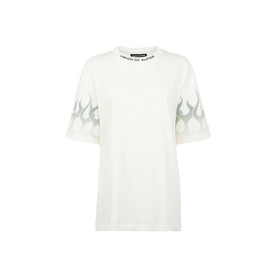 Vision of Super - White T-Shirt With Grey Flames