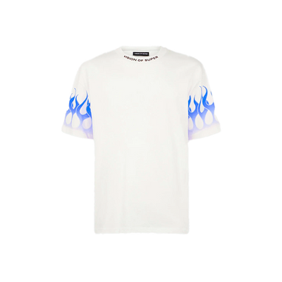 Vision of Super - White T-Shirt With Blue Flames