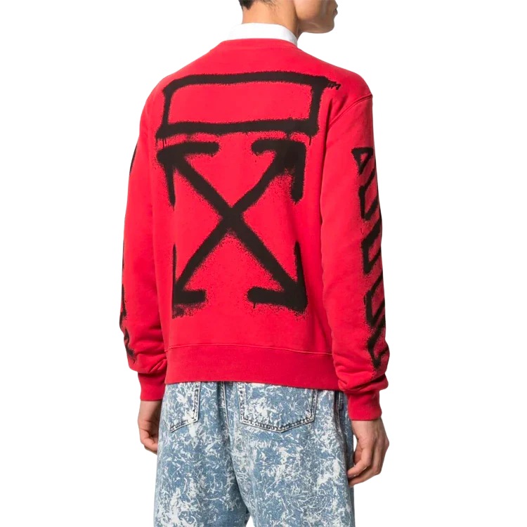Off White - SS21 Arrows Printing Casual Round Neck Printing Red