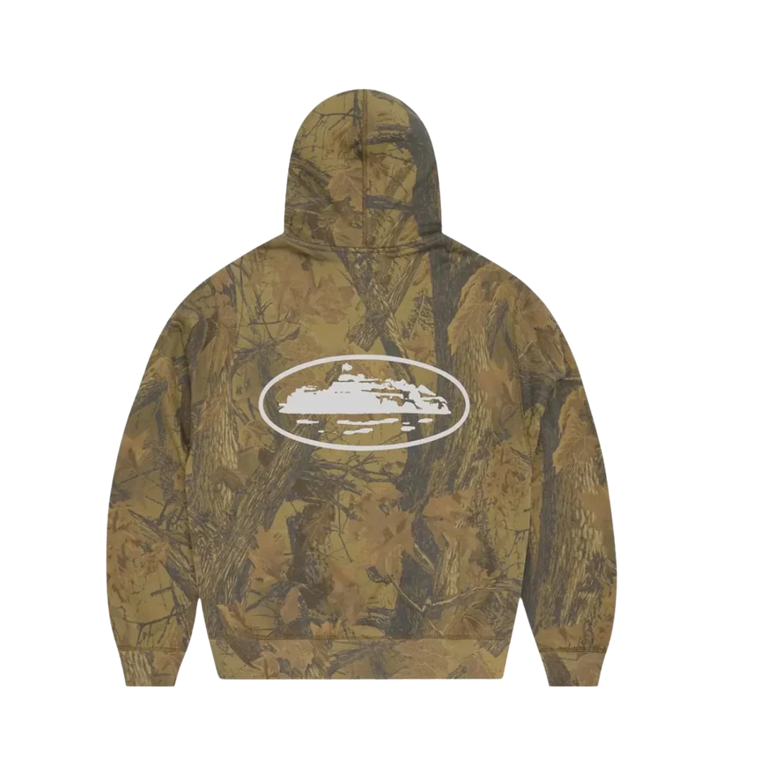 Corteiz Island Puff Print Zip Hoodie Forest Camo