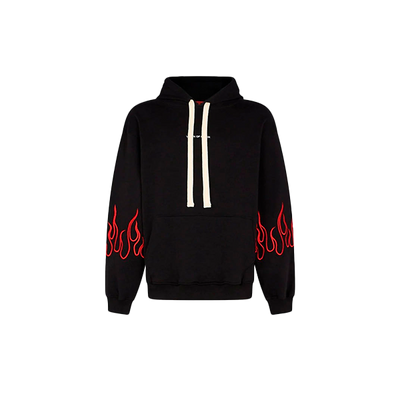 Vision Of Super - BLACK HOODIE WITH RED EMBROIDERED FLAMES