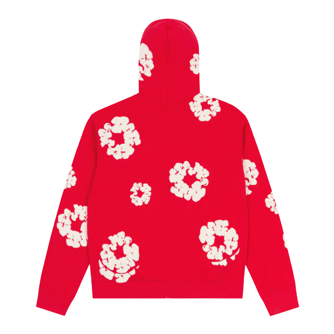 Denim Tears Cotton Wreath Zip Hoodie Red