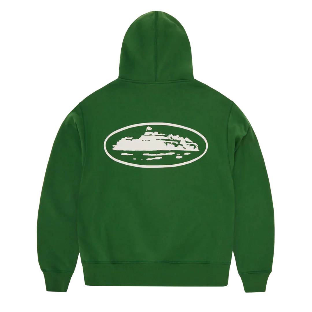 Corteiz Island Puff Print Zip Hoodie Heather Green