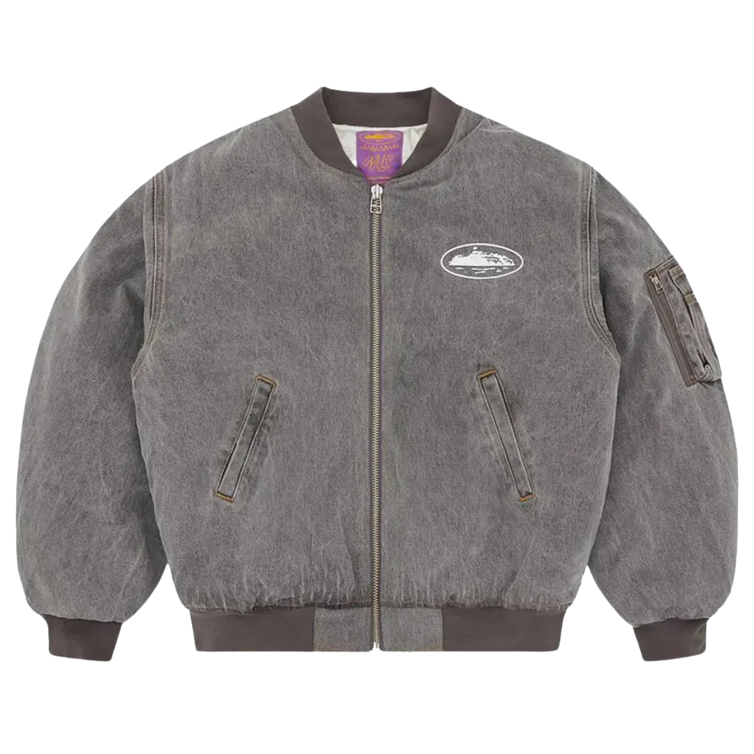 Corteiz Island Bomber Jacket Light Grey