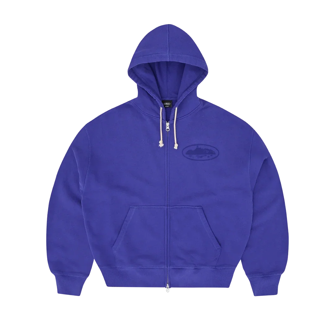 Corteiz Island Knockout Zip Hoodie Indigo Blue